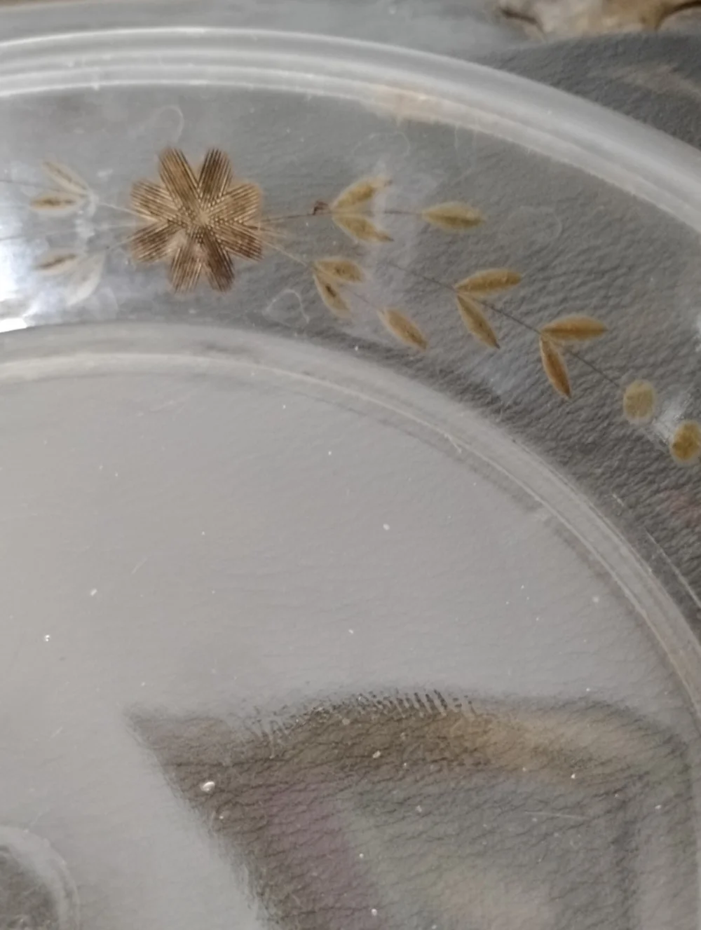 Pyrex Clear Glass Serving Plate with Floral Etching